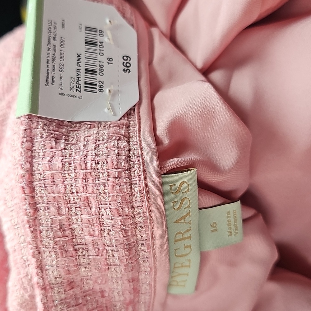 NWT Ryegrass Shorts Textured Zephyr Pink Tweed High Rise 4.5 Inseam 16 - Picture 4 of 6